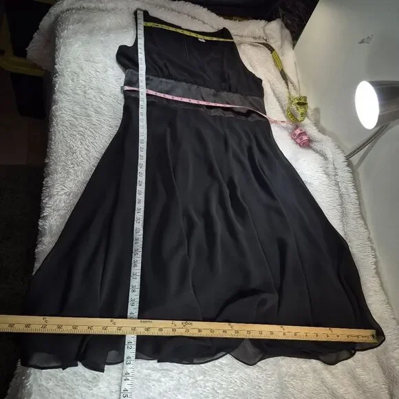 Metaphor Black Empire Waist V-Neck Sleeveless Flowy Midi Dress 2 Piece Set 16 - Picture 13 of 16